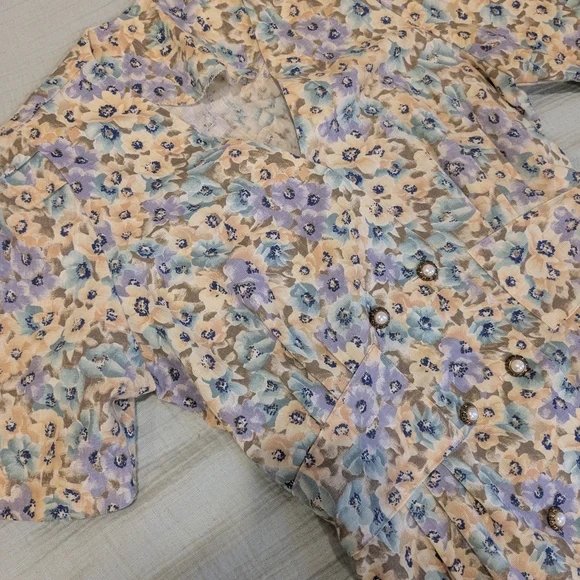 Vintage Floral Dress 100% Linen - Picture 1 of 3